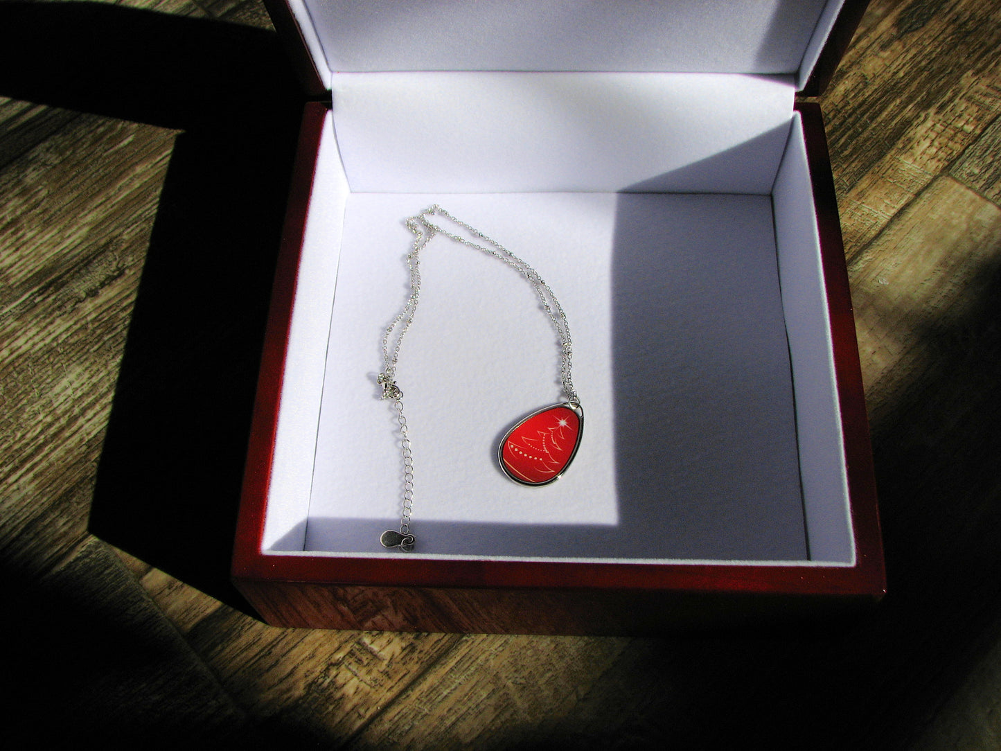 Red Christmas Tree Oval Necklace