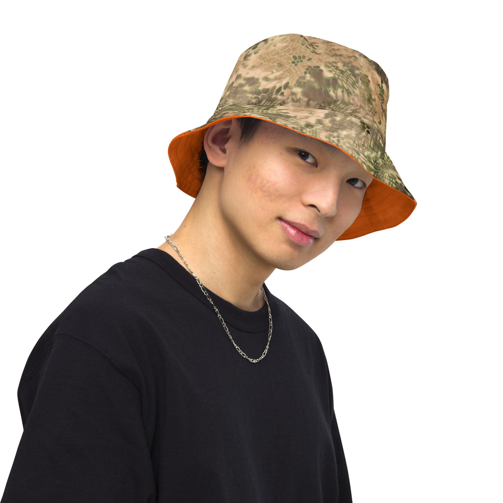 Dry Country Camo and Hunter's Orange Reversible Bucket Hat