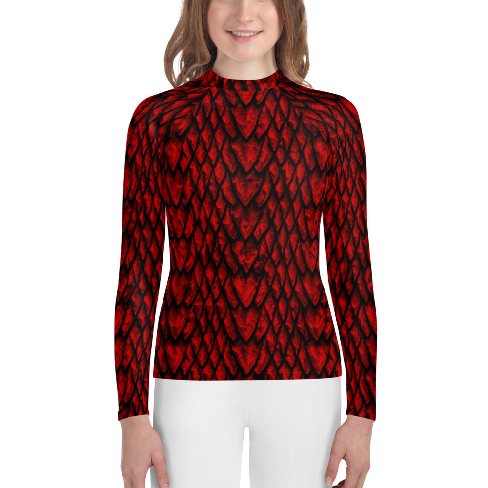 Ruby Dragon Scale Youth Rash Guard