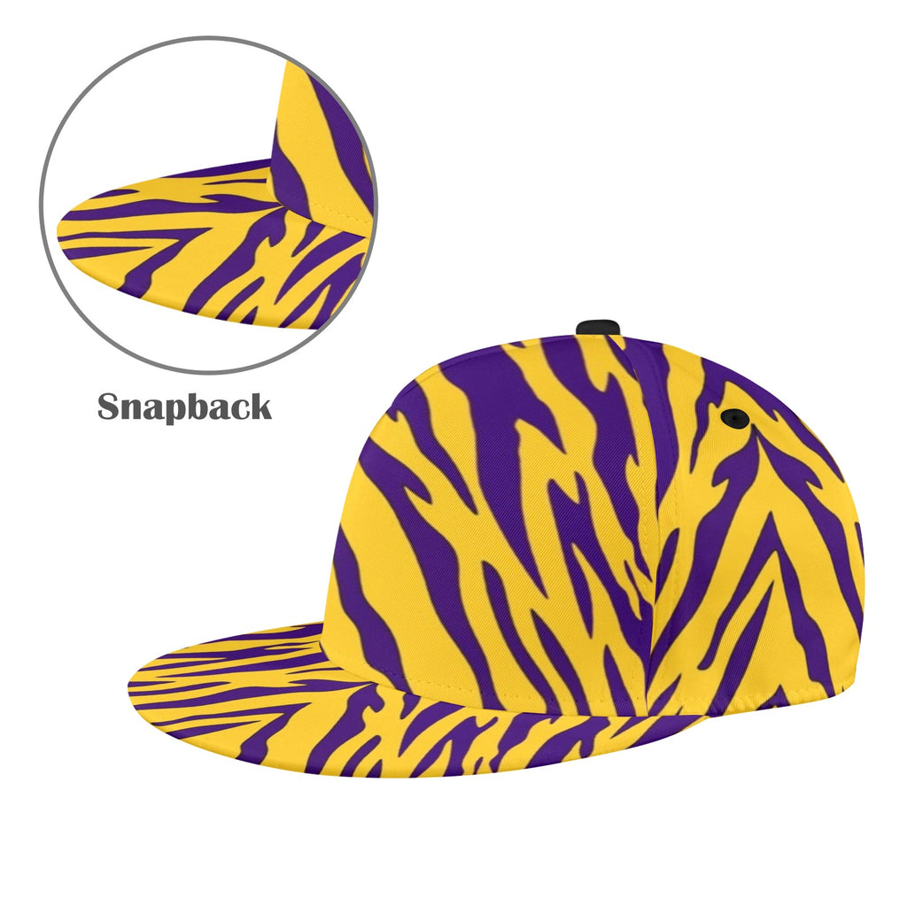 Purple and Gold Tiger Stripe Snapback Cap