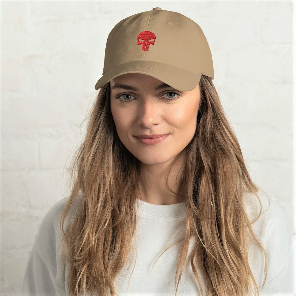 Red Skull Embroidered Dad Hat