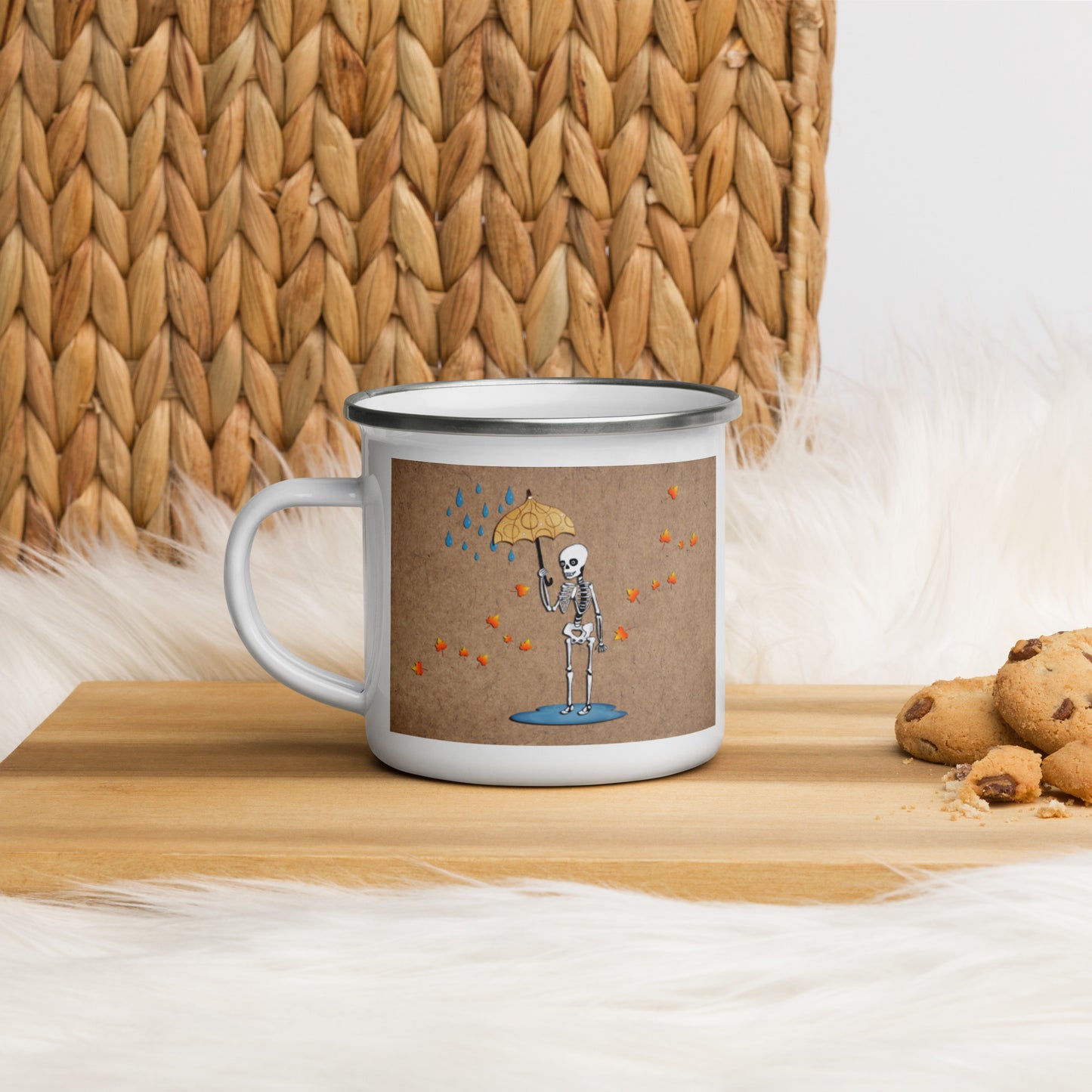 Autumn Skeleton Enamel Mug