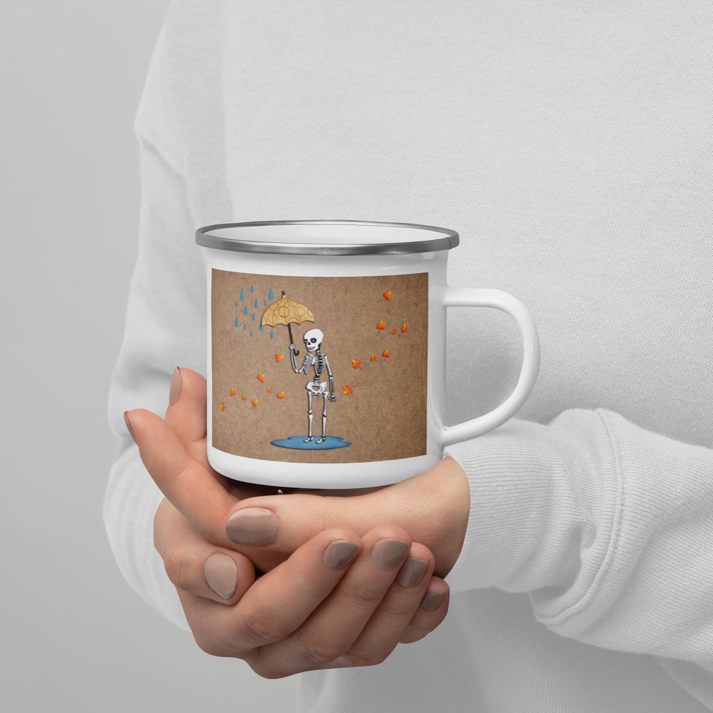 Autumn Skeleton Enamel Mug