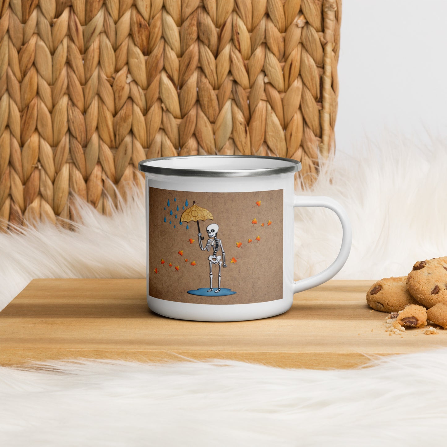 Autumn Skeleton Enamel Mug