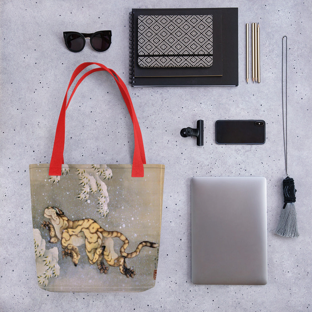 Hosukai Old Tiger In The Snow Tote bag