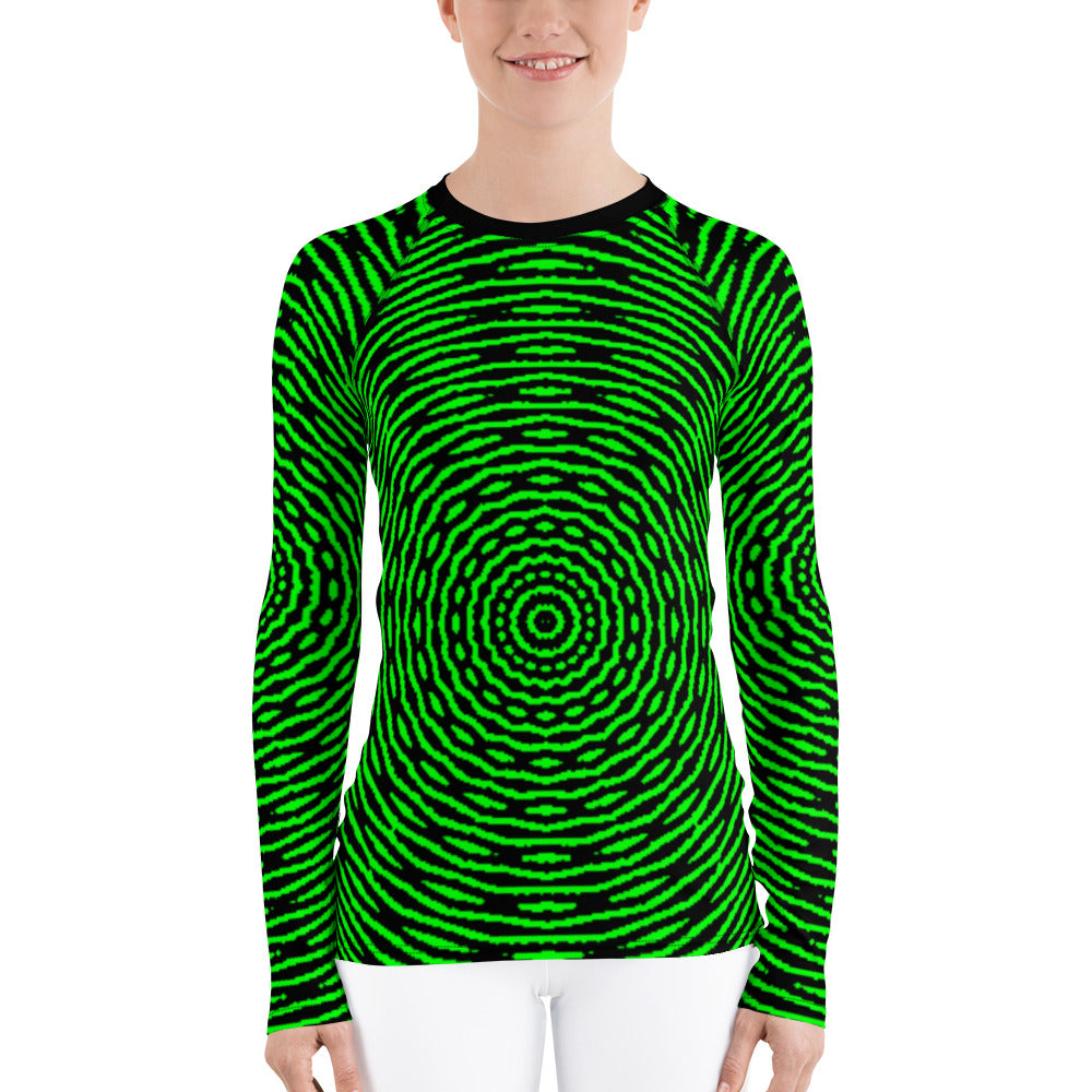 Neon Green Kaleidoscope Women's Rash Guard
