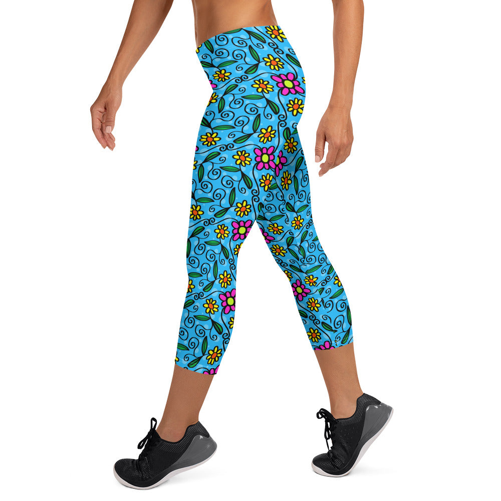 Flowers and Vines Capri Leggings