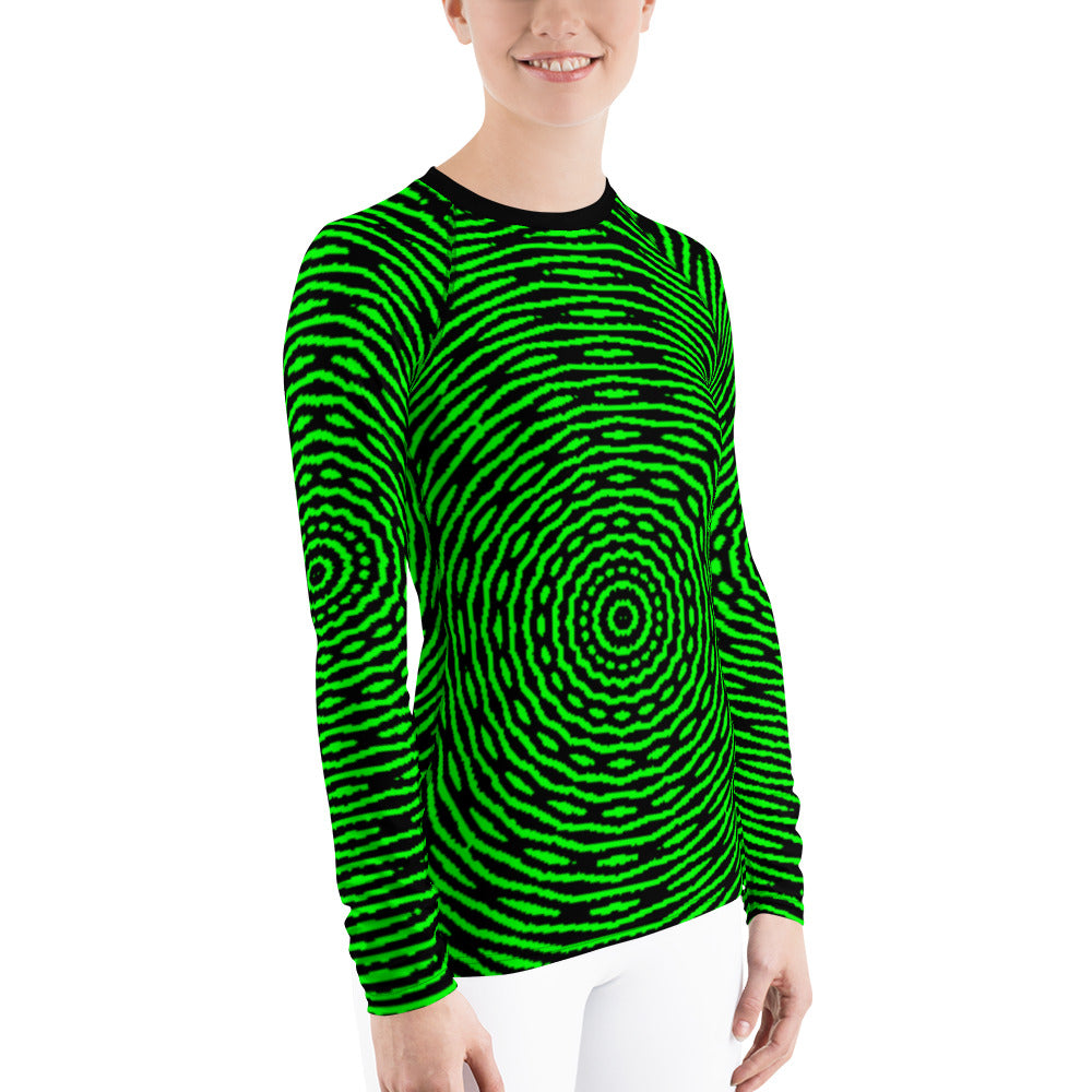 Neon Green Kaleidoscope Women's Rash Guard