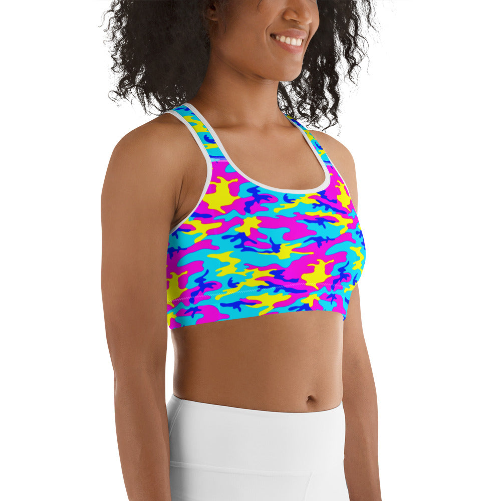 Colorful Camo Sports Bra