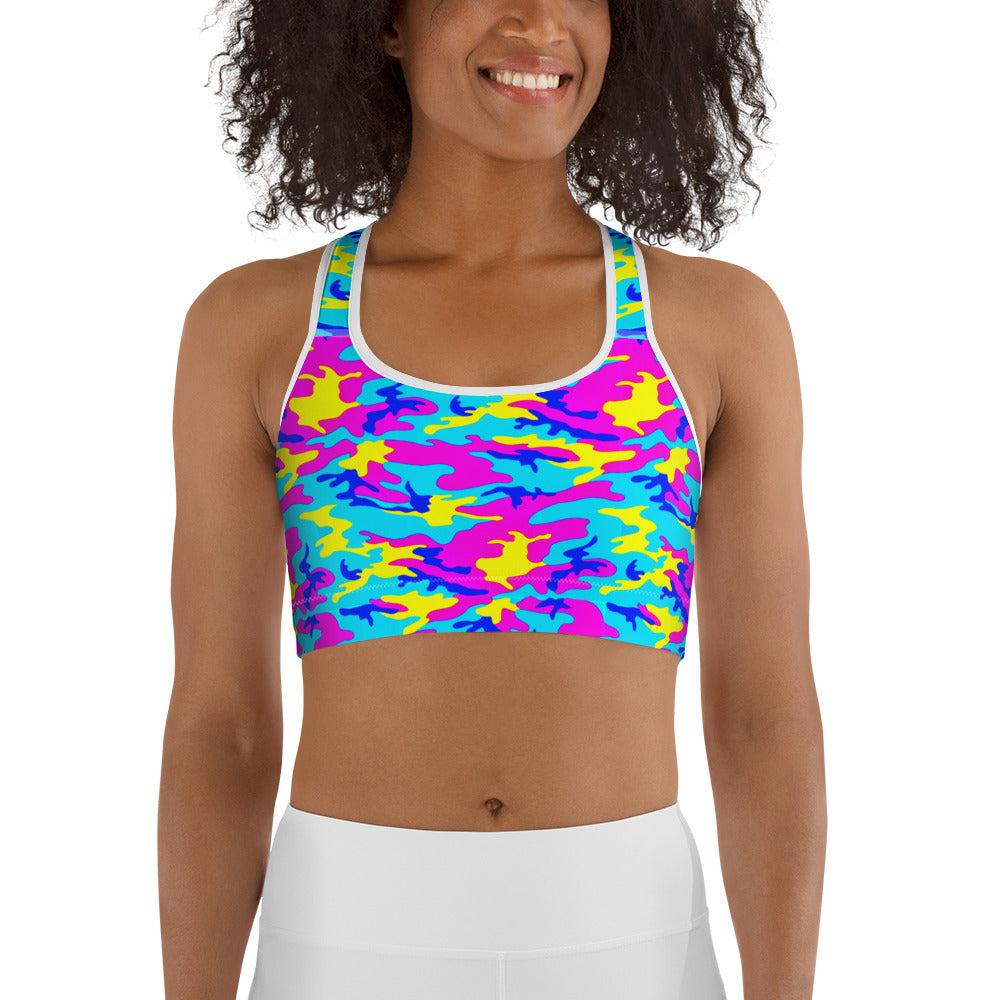 Colorful Camo Sports Bra
