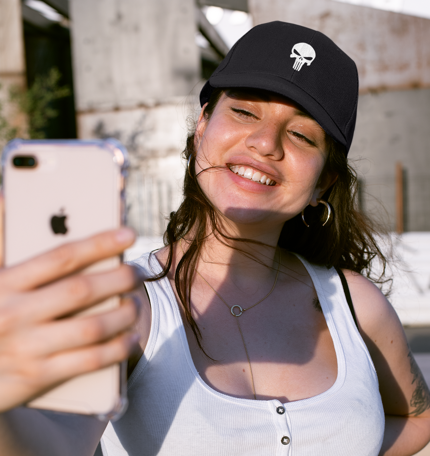 White Skull Embroidered Dad Hat