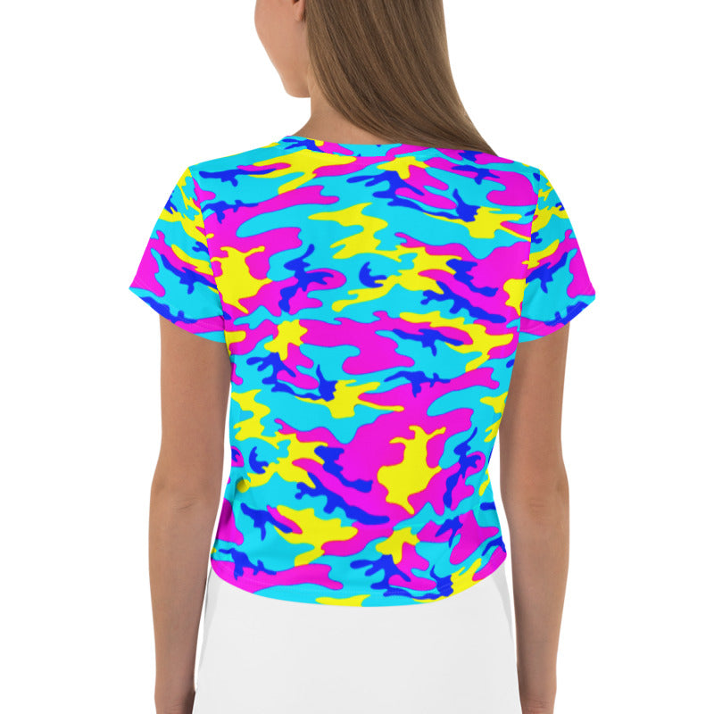 Colorful Camo Crop Tee