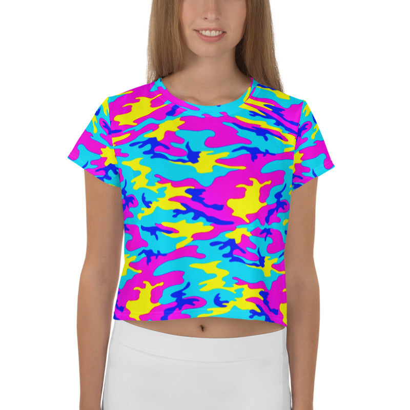 Colorful Camo Crop Tee