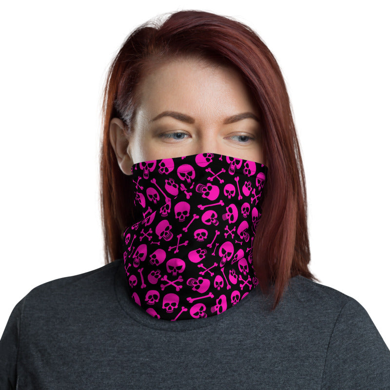 Pink Skulls & Crossbones Neck Gaiter