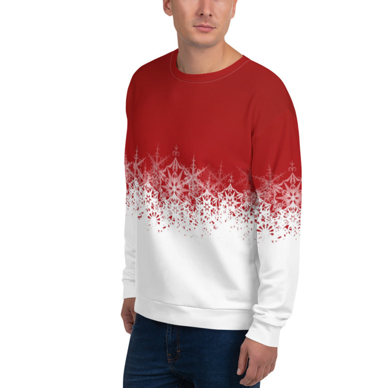 Festive Red and White Unisex Sweatshirt