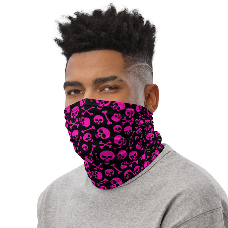 Pink Skulls & Crossbones Neck Gaiter