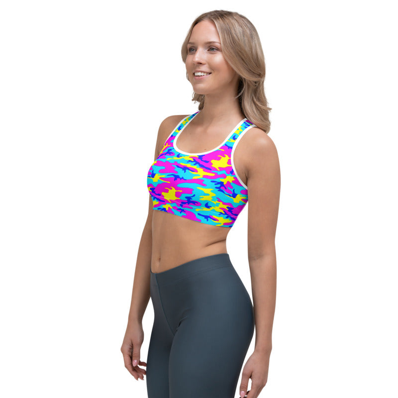 Colorful Camo Sports Bra