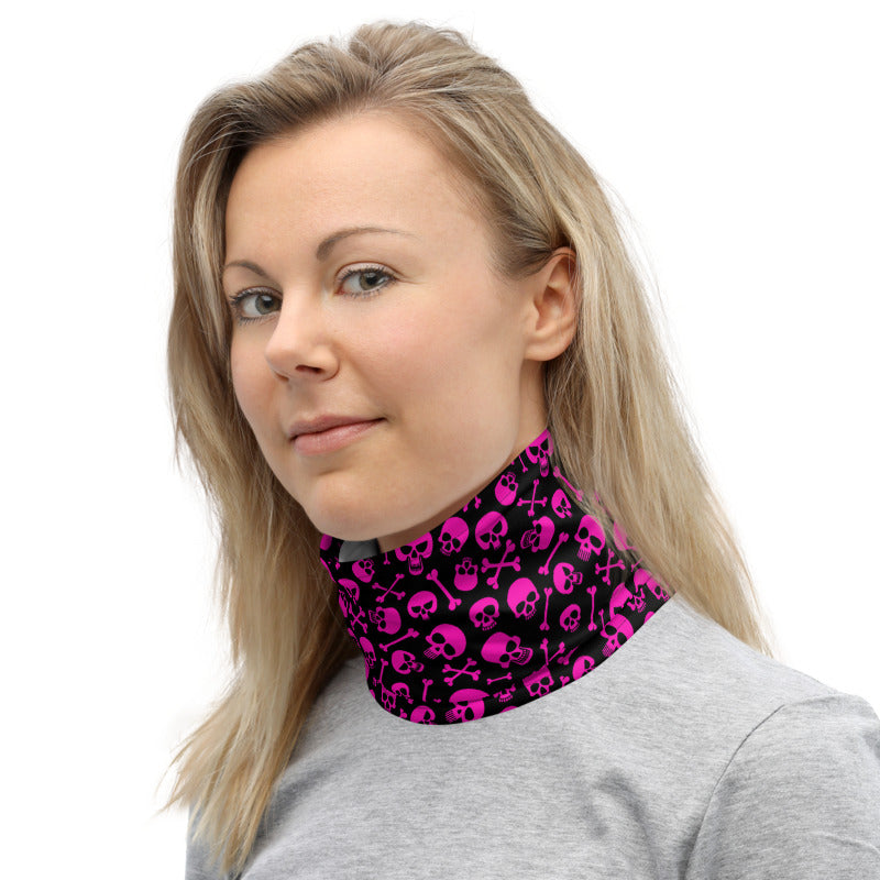 Pink Skulls & Crossbones Neck Gaiter