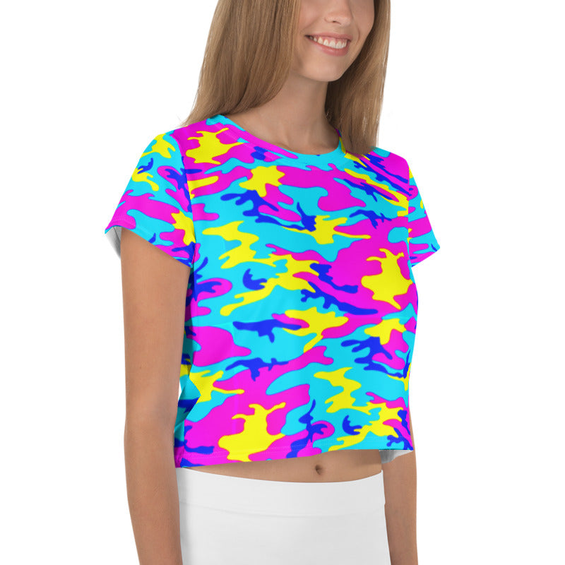 Colorful Camo Crop Tee
