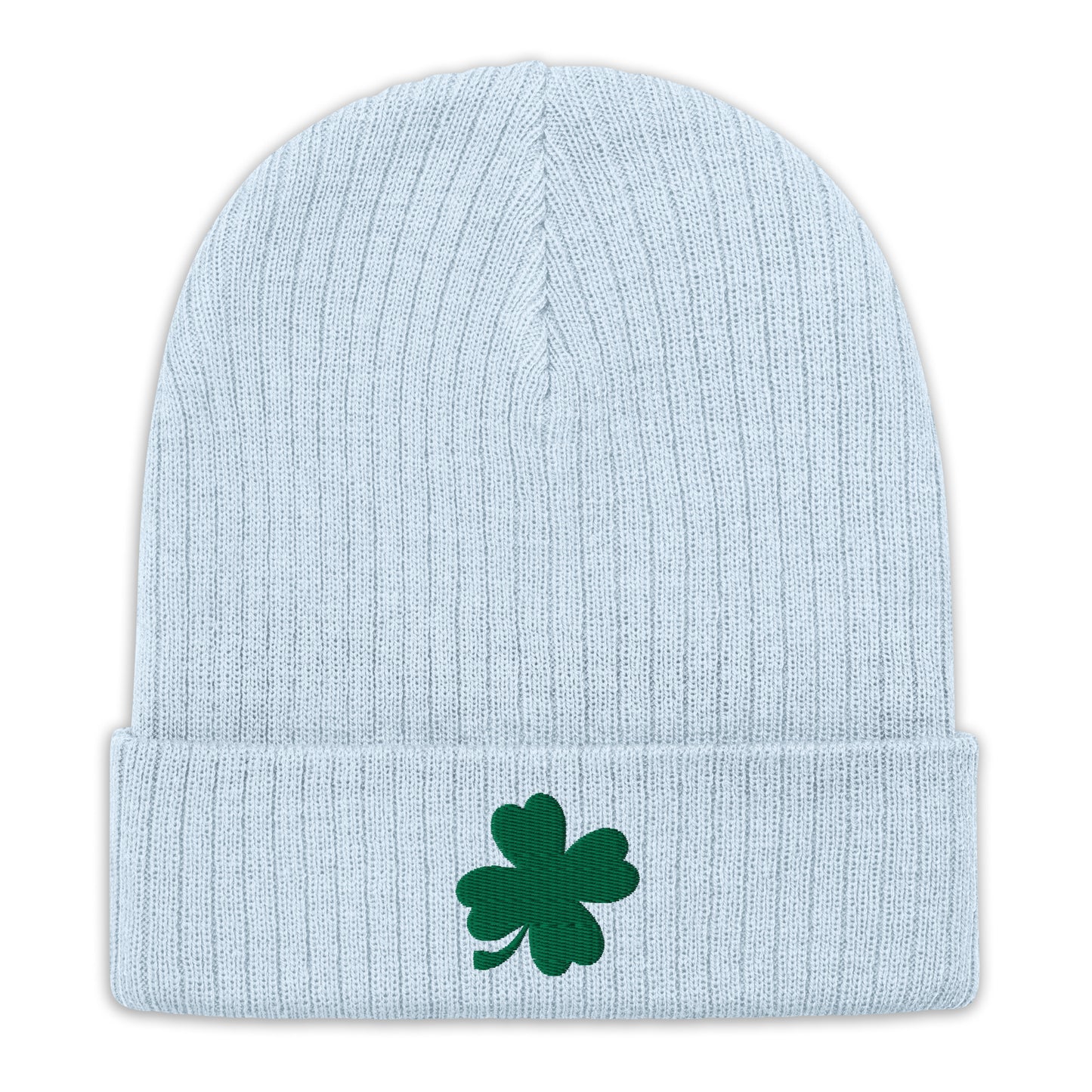 Lucky Clover Ribbed Knit Beanie