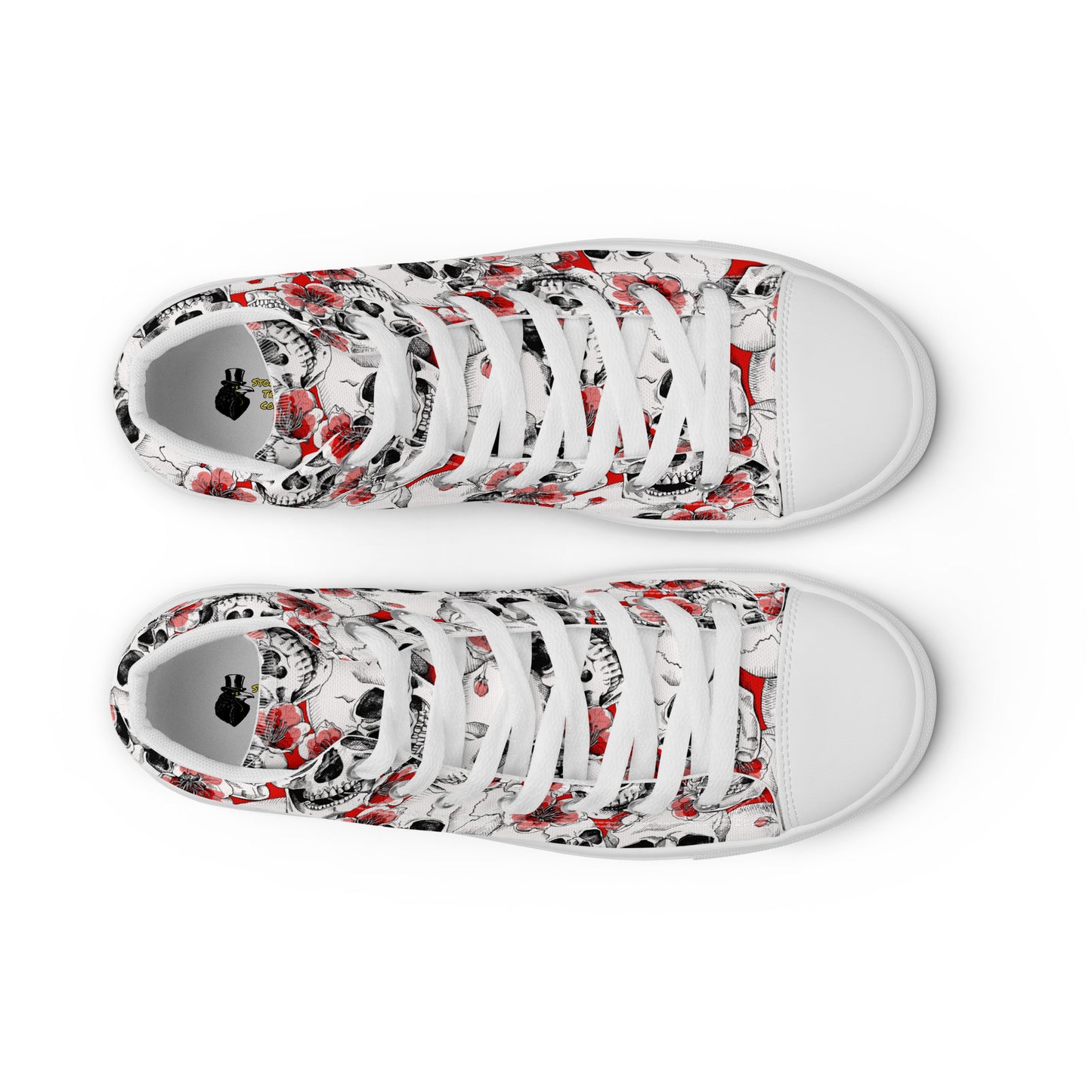 Skulls and Red Flowers Women’s High Top Canvas Shoes