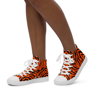 Bengal Tiger Stripe Women’s High Top Canvas Shoes