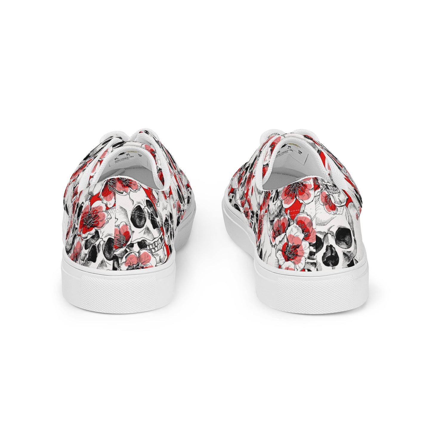 Skulls and Red Flowers Women’s Lace-up Canvas Shoes