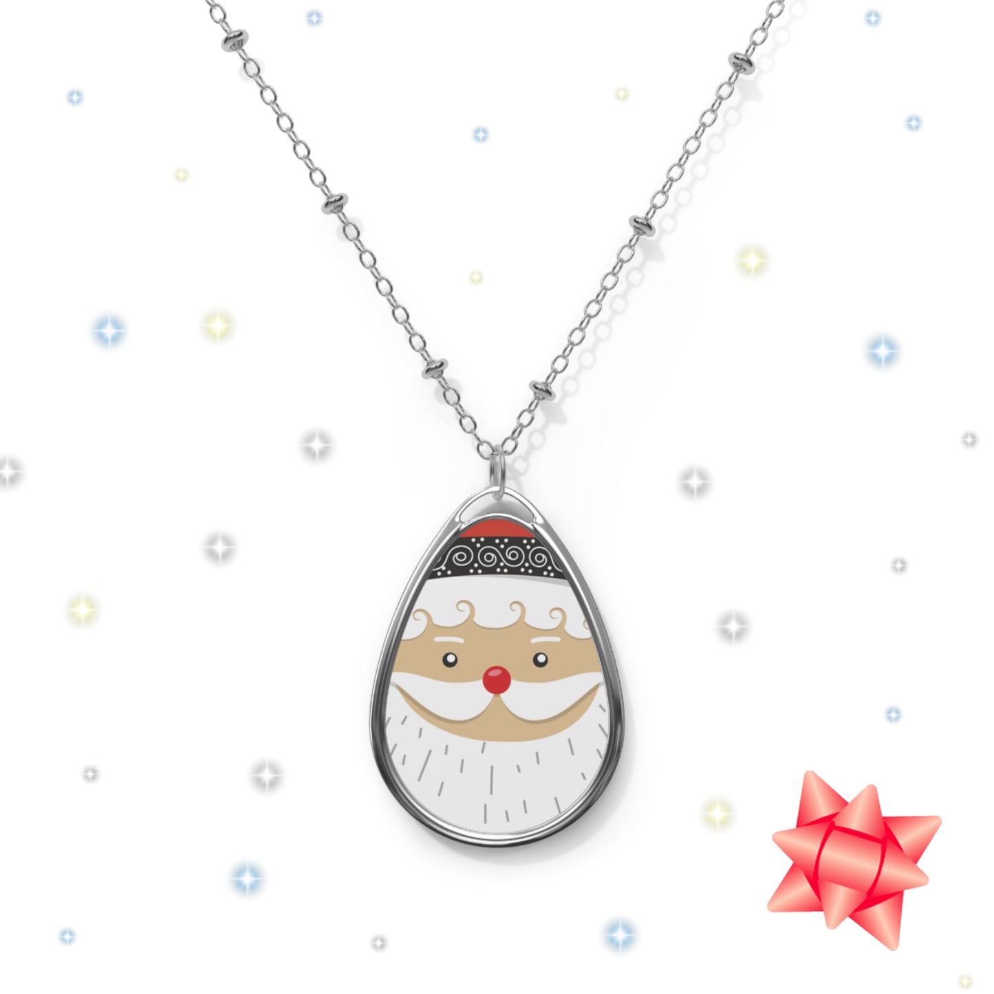 Santa Face Oval Necklace