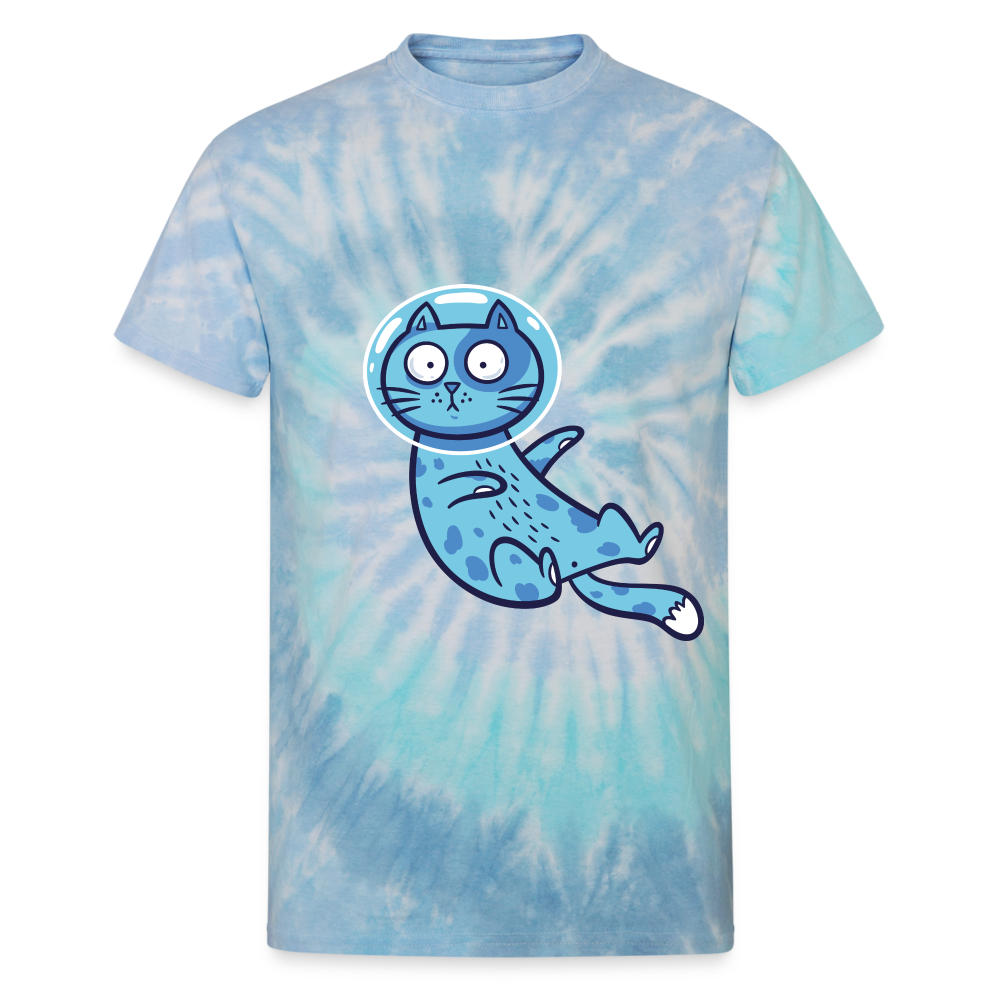 Space Cat Unisex Tie Dye T-Shirt - blue lagoon