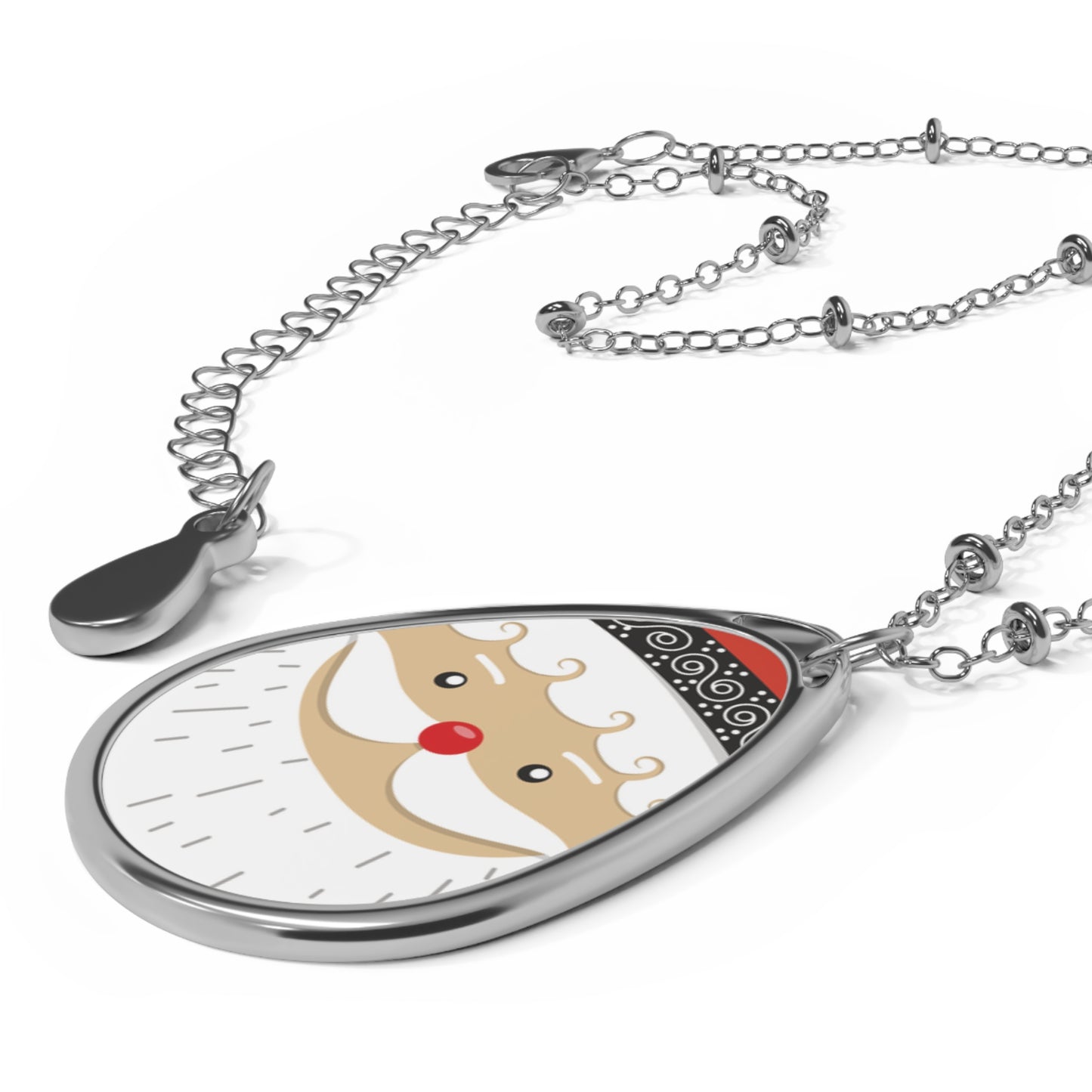 Santa Face Oval Necklace