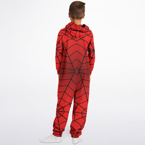 Crimson Spider Web Kids Jumpsuit
