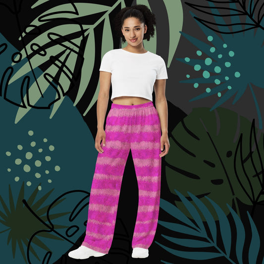 Cheshire Cat Inspired Fur Pattern Unisex Wide-Leg Pants