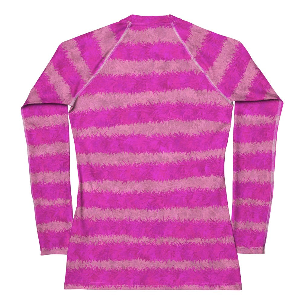 Cheshire Cat Inspired Fur Print Women's Rash Guard