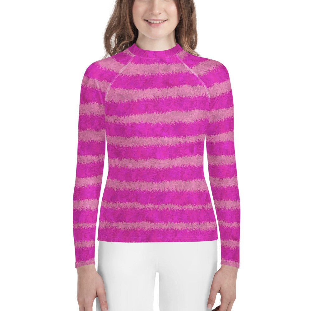 Cheshire Cat Inspired Fur Print Youth Rash Guard