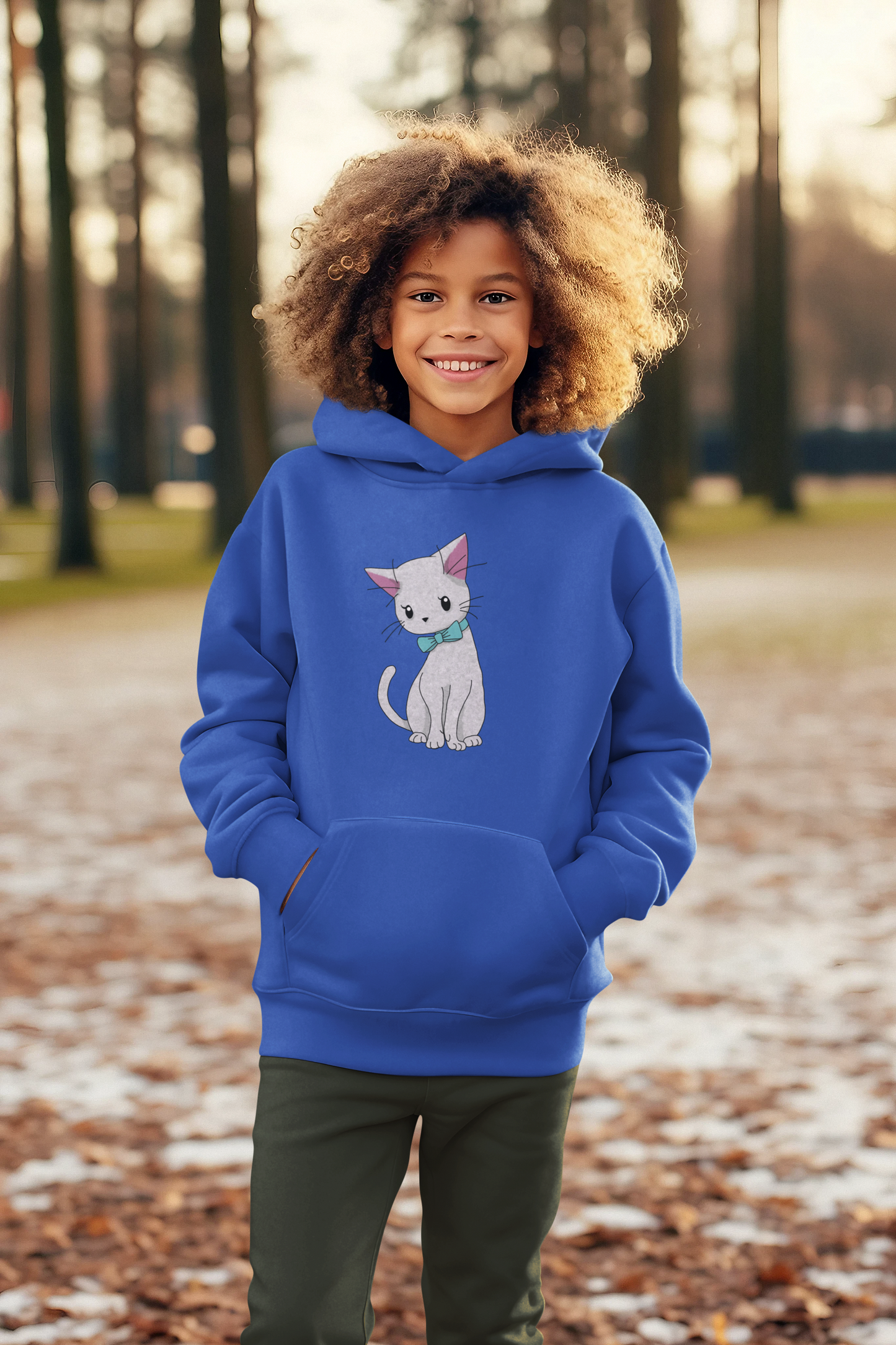 Cat with Bow Tie Youth Heavy Blend Hoodie