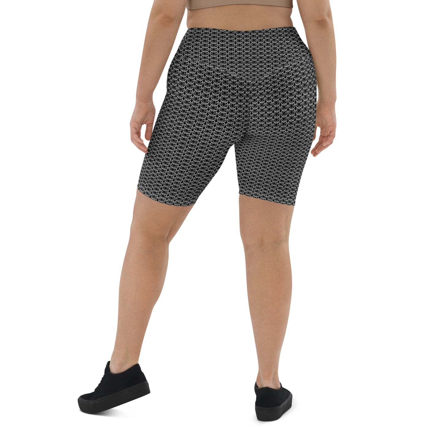 Chain Mail Print Biker Shorts