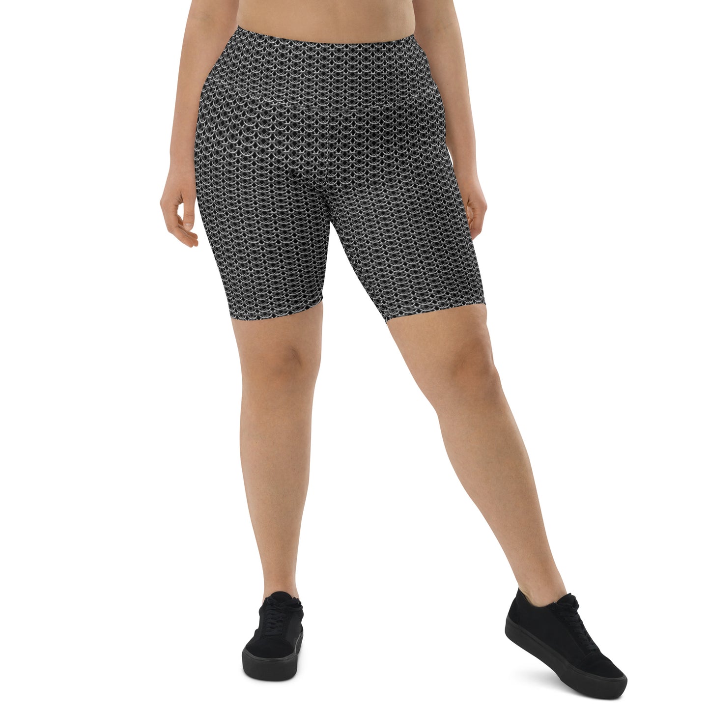 Chain Mail Print Biker Shorts