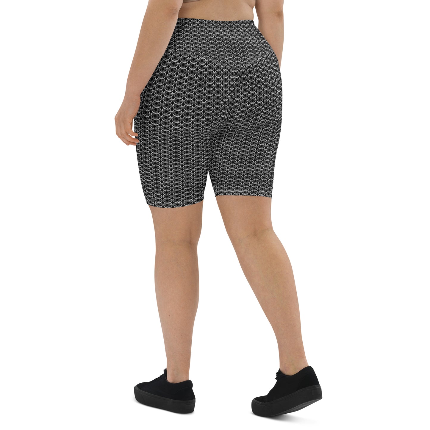 Chain Mail Print Biker Shorts