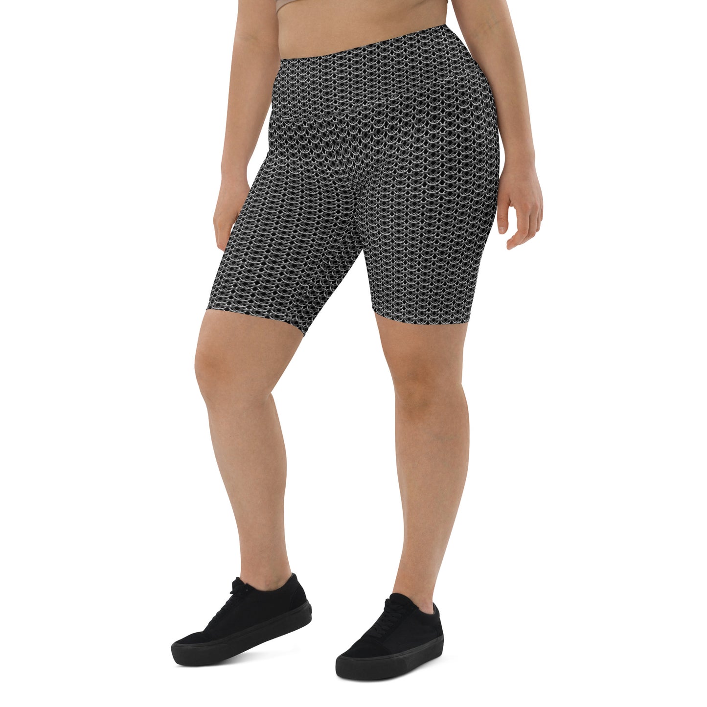 Chain Mail Print Biker Shorts