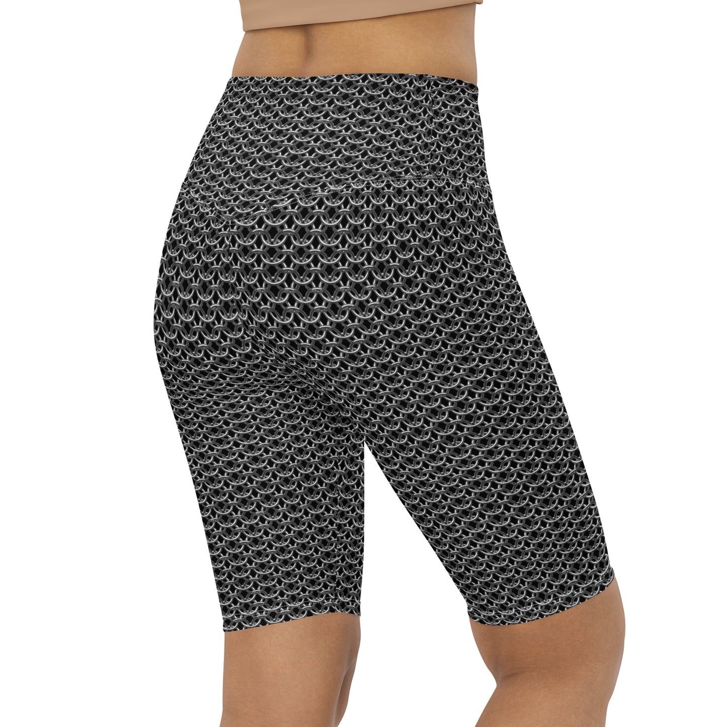 Chain Mail Print Biker Shorts