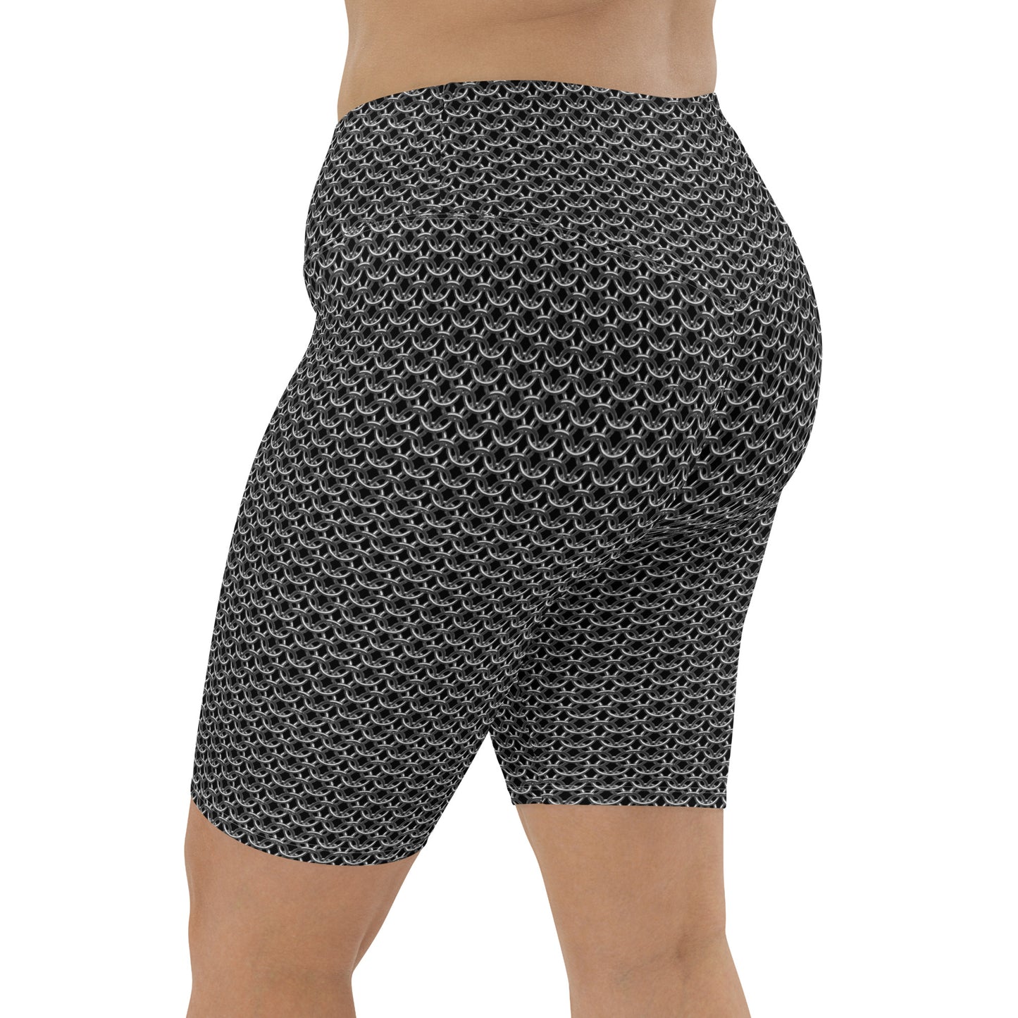 Chain Mail Print Biker Shorts