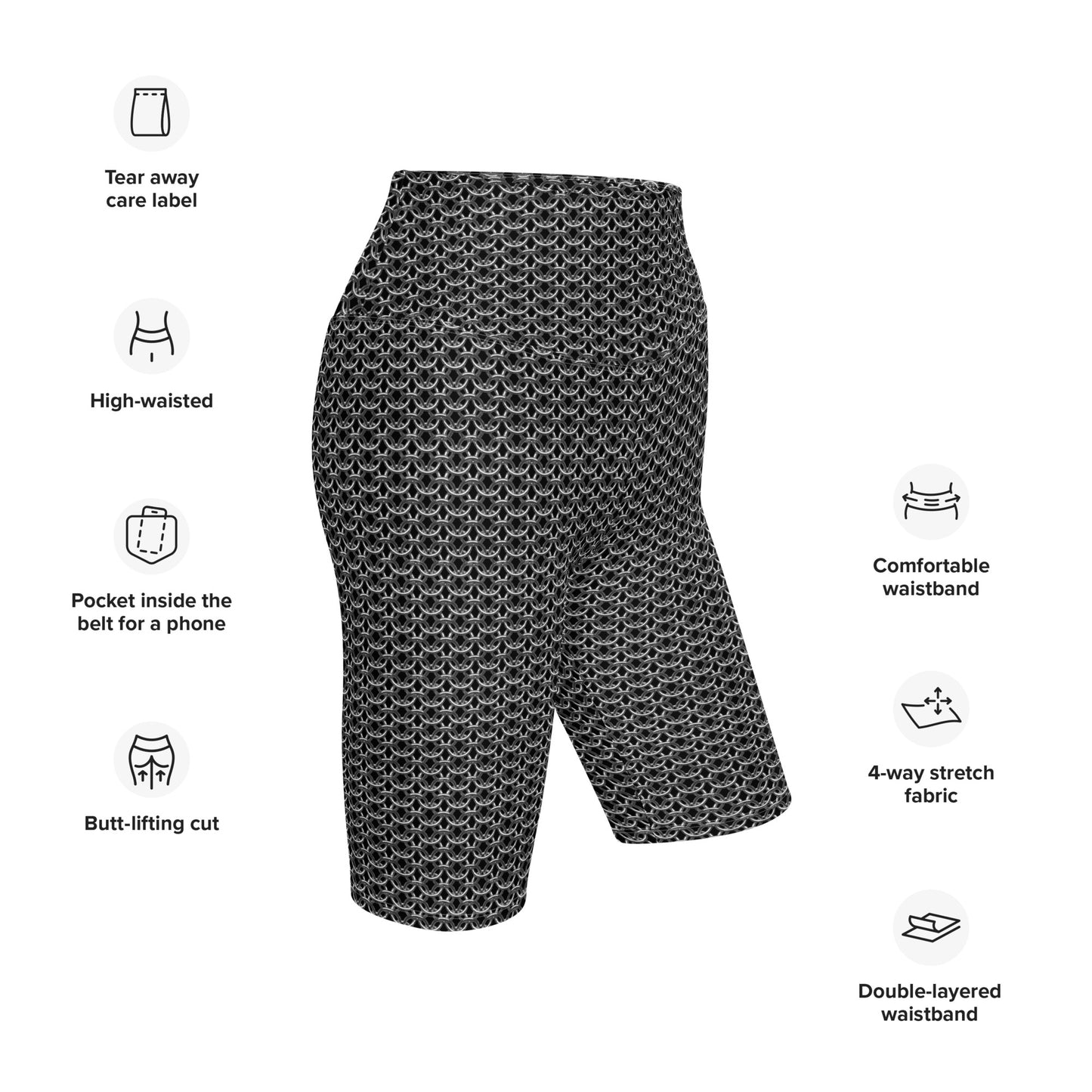 Chain Mail Print Biker Shorts