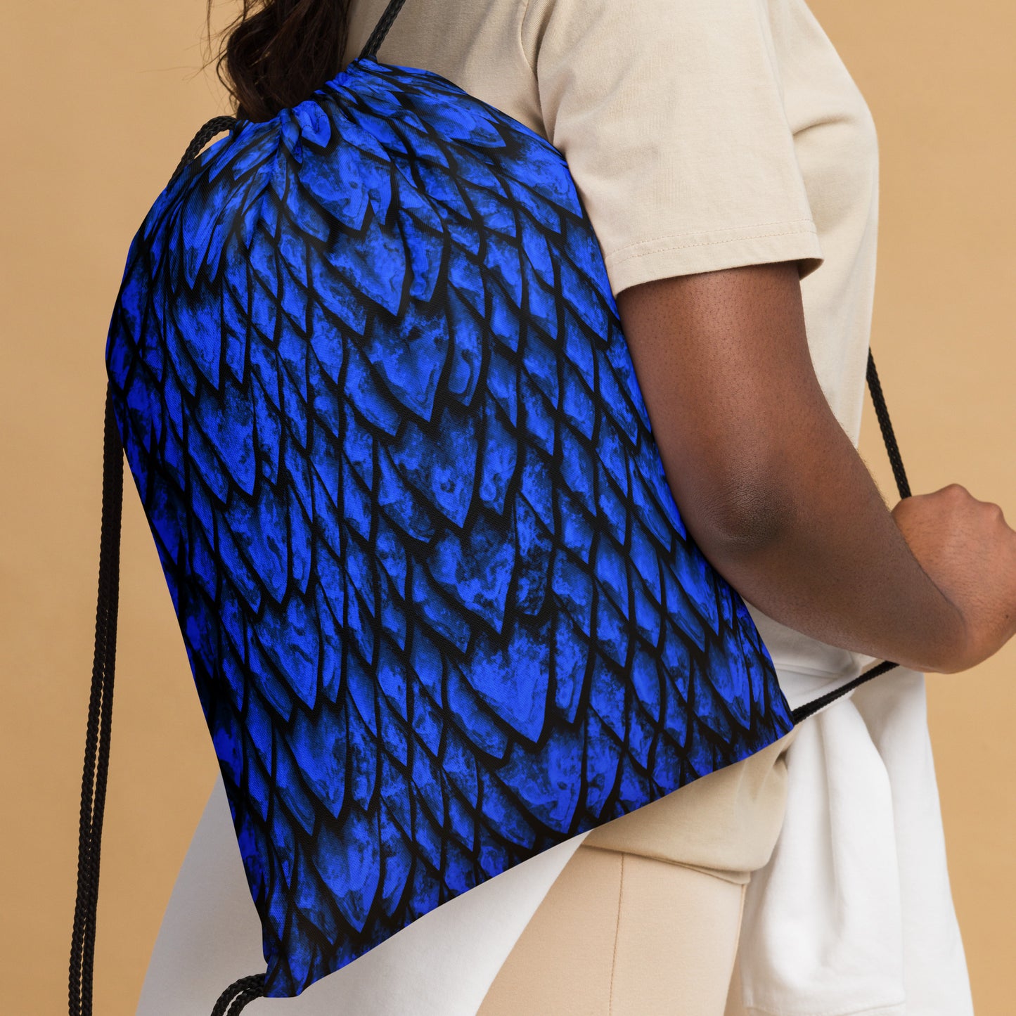 Sapphire Dragon Scale Drawstring Bag