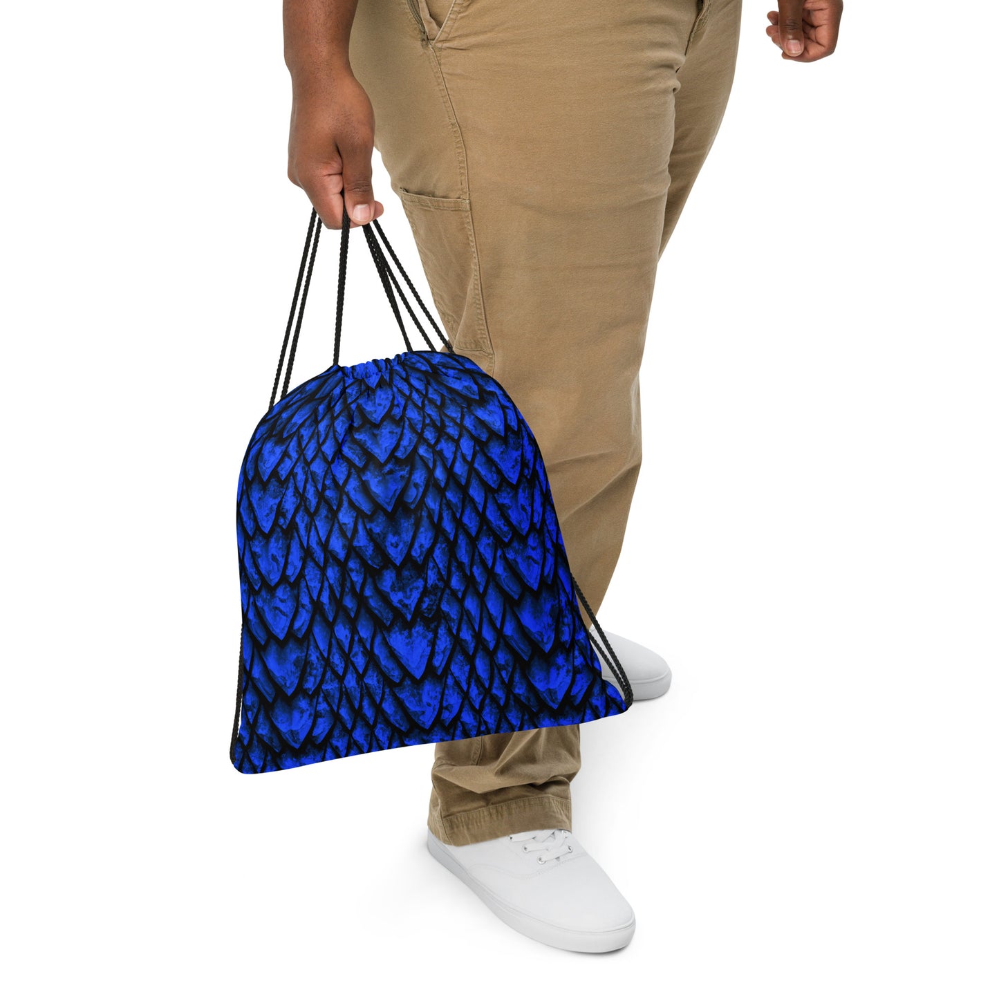 Sapphire Dragon Scale Drawstring Bag