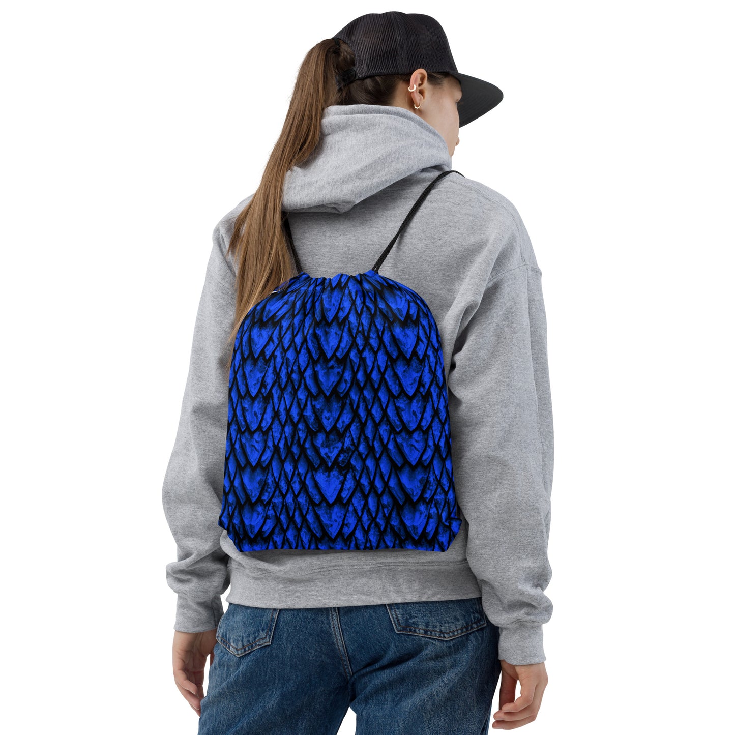 Sapphire Dragon Scale Drawstring Bag