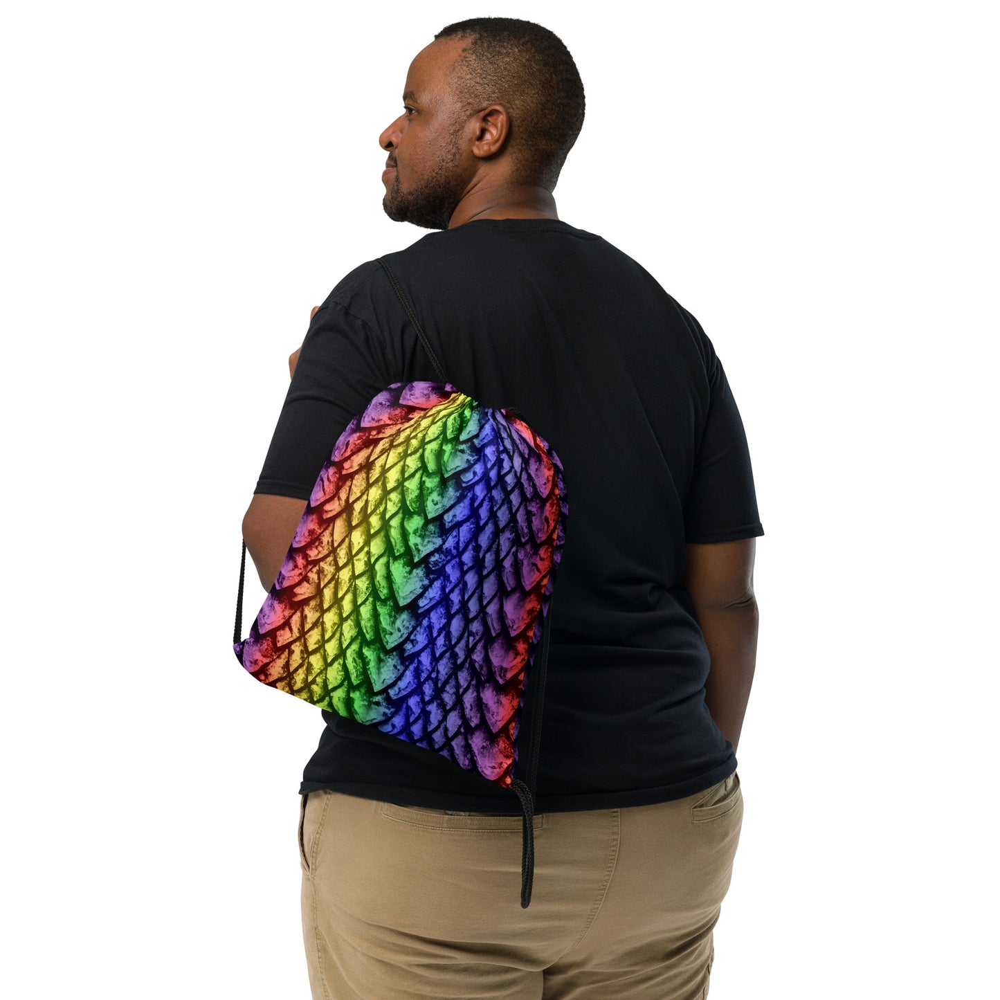 Rainbow Dragon Scale Drawstring Bag