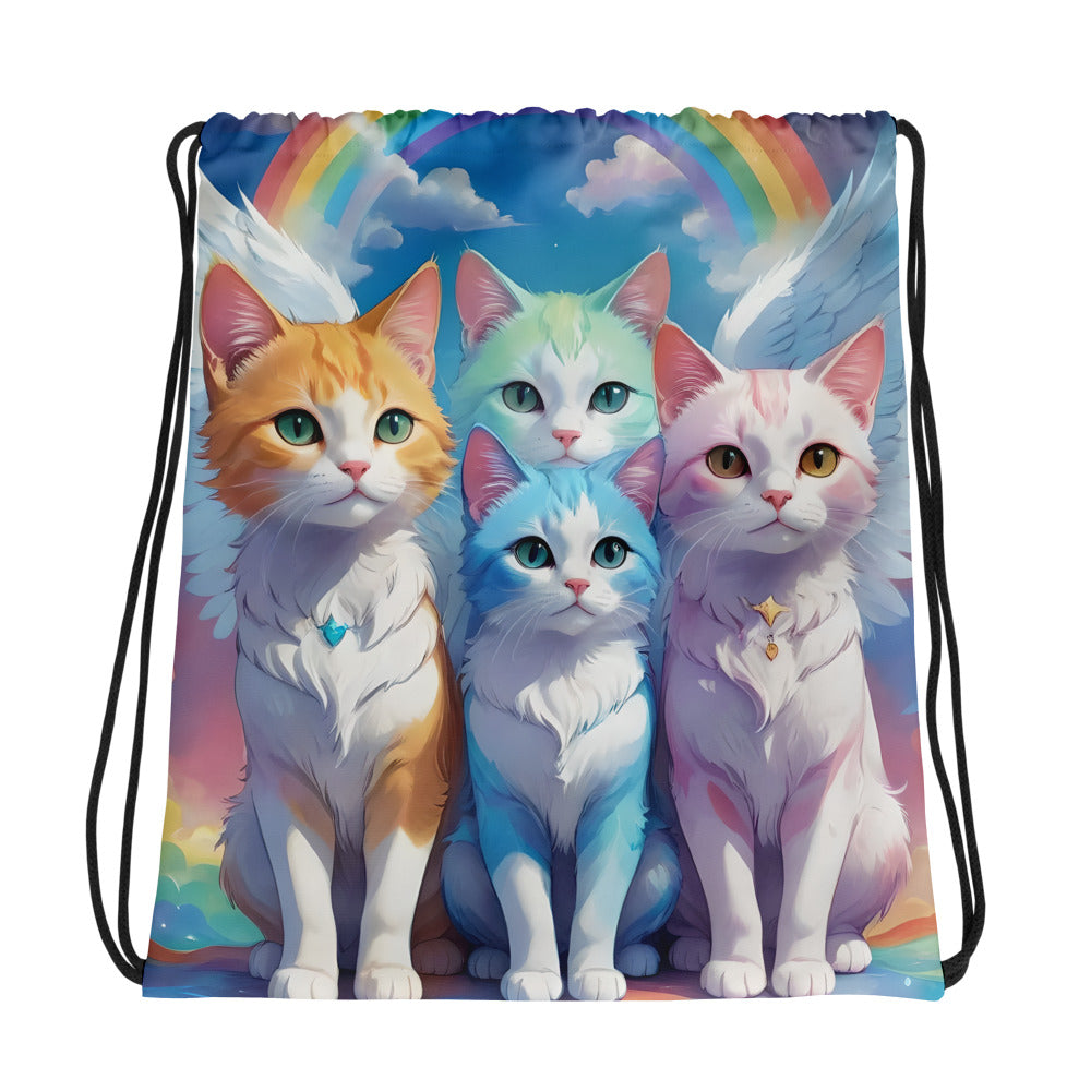 Rainbow Kittens Drawstring Bag