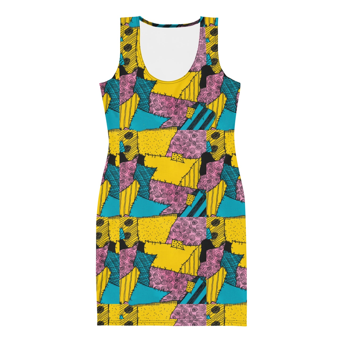 Sally Stitches Patchwork Print Sleeveless Mini Dress