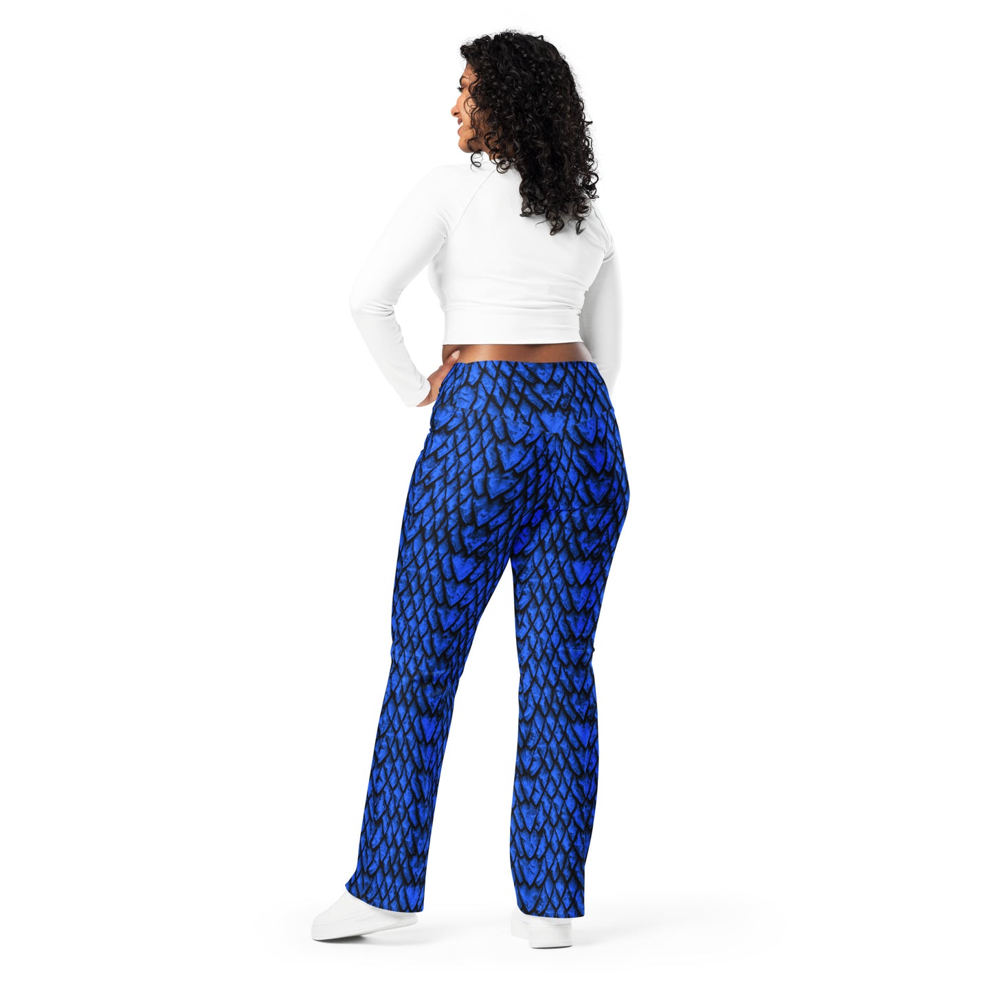 Sapphire Dragon Scale Flare Leggings