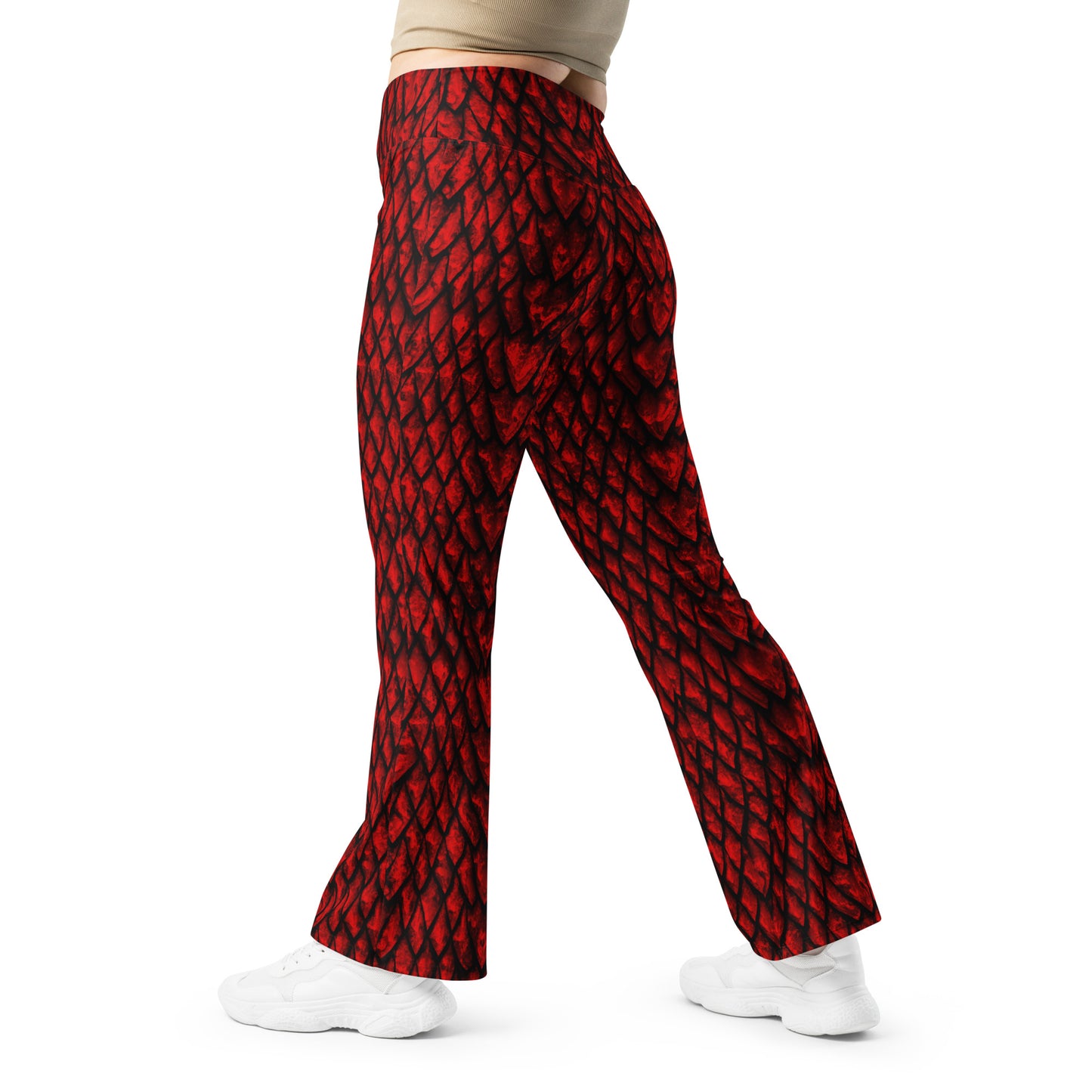 Ruby Dragon Scale Flare Leggings